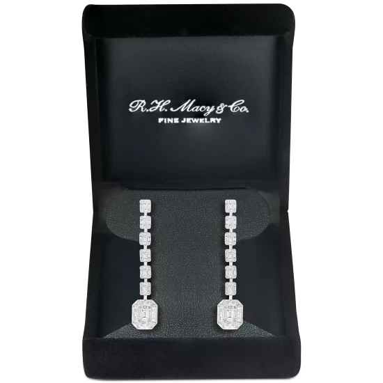 Brand new 🎉 EFFY Collection EFFY® Diamond Baguette & Round Linear Drop Earrings (2-1/2 Ct. T.w.) In 18k White Gold 💯 - Image 3