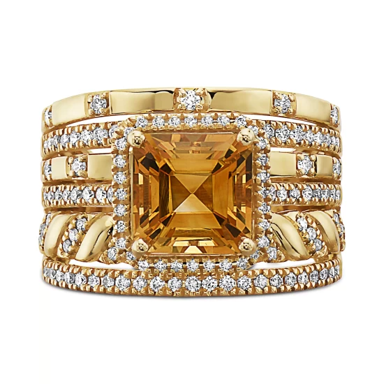 Flash Sale 🎉 EFFY Collection EFFY® Citrine (2-3/4 Ct. T.w.) & Diamond (1/2 Ct. T.w.) Multirow Statement Ring In 14k Gold 🌟 - Image 6