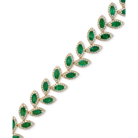 Flash Sale 🛒 EFFY Collection EFFY® Emerald (10-4/5 Ct. T.w.) And Diamond (2-1/2 Ct. T.w.) Tennis Bracelet In 14k Gold 🔥 - Image 7