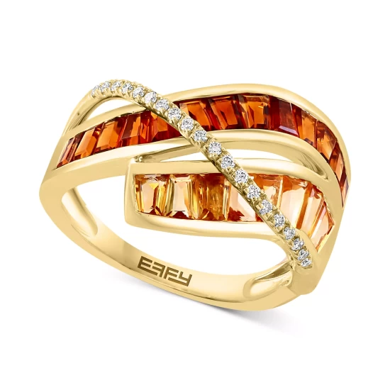 Best Sale 🎁 EFFY Collection EFFY® Multi-Citrine (2-1/6 Ct. T.w.) & Diamond (1/10 Ct. T.w.) Crossover Statement Ring In 14k Gold Multi Gemstone 🎁 - Image 2
