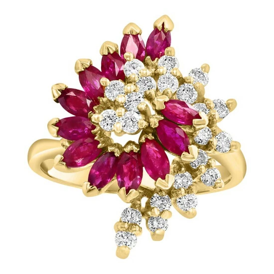 Best deal 🧨 EFFY Collection EFFY® Ruby (1-3/8 Ct. T.w.) & Diamond (5/8 Ct. T.w.) Spiral Cluster Ring In 14k Gold 🛒 - Image 5