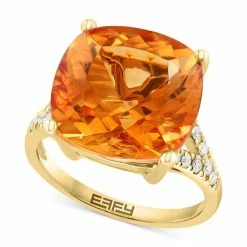 Hot Sale ✨ EFFY Collection EFFY® Citrine (10-1/3 Ct. T.w.) & Diamond (1/5 Ct. T.w.) Ring In 14k Yellow Gold 🎉