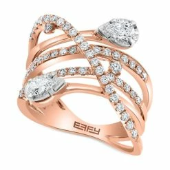 Coupon 👍 EFFY Collection EFFY® Diamond Multirow Statement Ring (7/8 Ct. T.w.) In 14k Rose And White Gold Two Tone ❤️