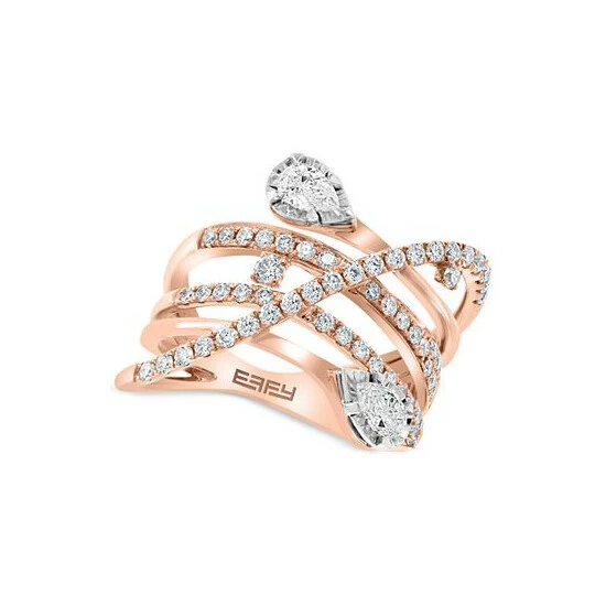 Coupon 👍 EFFY Collection EFFY® Diamond Multirow Statement Ring (7/8 Ct. T.w.) In 14k Rose And White Gold Two Tone ❤️ - Image 3