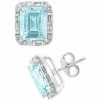 Best Sale 🥰 EFFY Collection EFFY® Aquamarine (6-3/8 Ct. T.w.) & Diamond (3/8 Ct. T.w.) Stud Earrings In 14k White Gold 👏