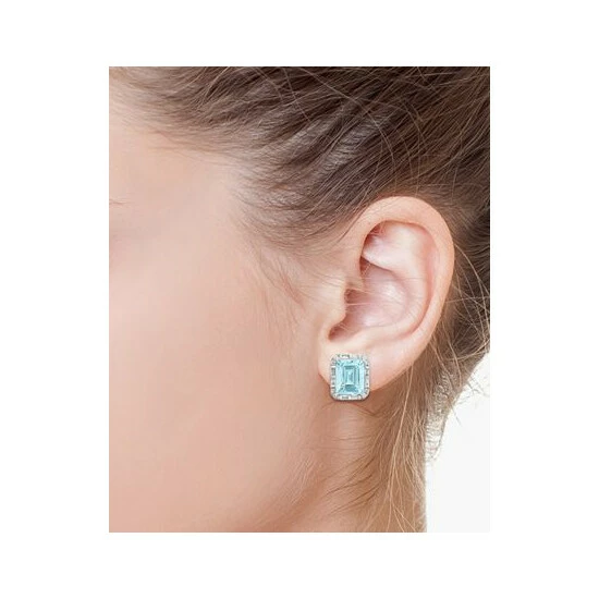 Best Sale 🥰 EFFY Collection EFFY® Aquamarine (6-3/8 Ct. T.w.) & Diamond (3/8 Ct. T.w.) Stud Earrings In 14k White Gold 👏 - Image 2