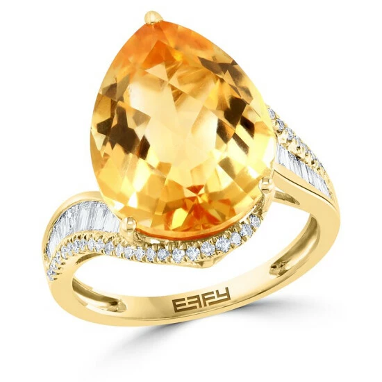 Cheap 🧨 EFFY Collection EFFY® Citrine (6-7/8 Ct. T.w.) & Diamond (3/8 Ct. T.w.) Statement Ring In 14k Gold ❤️