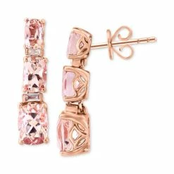 Coupon ⌛ EFFY Collection EFFY® Morganite (3-5/8 Ct. T.w.) & Diamond (1/10 Ct. T.w.) Graduated Drop Earrings In 14k Rose Gold ✨