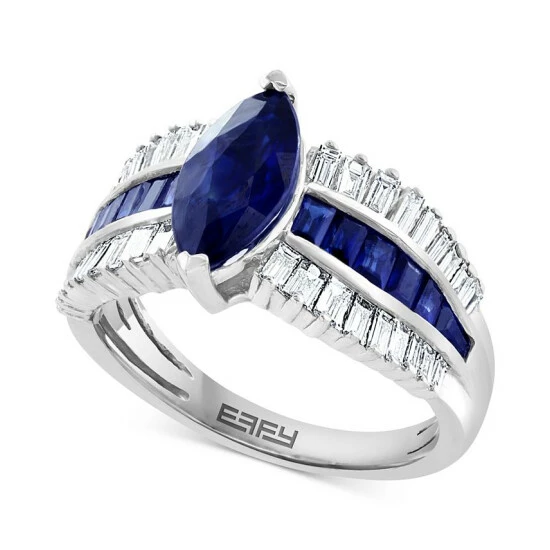 Best reviews of 😍 EFFY Collection EFFY® Sapphire (2-3/8 Ct. T.w.) & Diamond (1/2 Ct. T.w.) Marquise Statement Ring In 14k White Gold 🔥