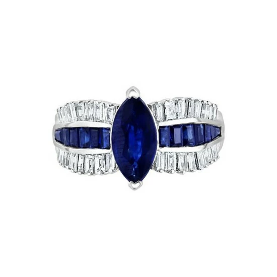 Best reviews of 😍 EFFY Collection EFFY® Sapphire (2-3/8 Ct. T.w.) & Diamond (1/2 Ct. T.w.) Marquise Statement Ring In 14k White Gold 🔥 - Image 3
